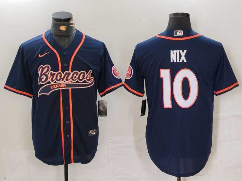 Men's Denver Broncos #10 Bo Nix Navy Cool Base Stitched Baseball Jersey,We sell and wholesale Men's Denver Broncos #10 Bo Nix Navy Cool Base Stitched Baseball Jersey on line form chian!
